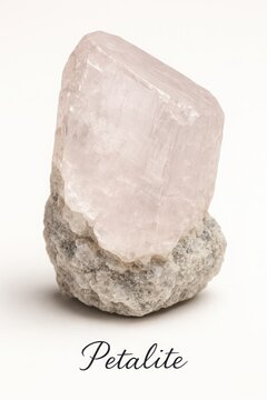 Raw petalite specimen showing translucent cleavage surfaces and natural host rock