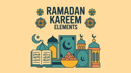 Ramadan kareem elements vector illustration for ramadan mubarak and happy ramadan poster design