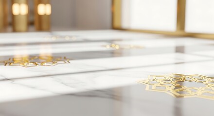 gold geometric snowflake on marble table
