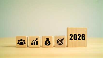 Strategic Business Planning for Future Success in 2026, Visualizing Team Collaboration, Financial Growth, Investment, and Goal Achievement towards a Prosperous Year