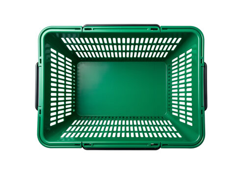 Empty green shopping basket overhead shot isolated on png background, green, shopping basket, basket, store, market, empty, container, plastic, retail, black background, isolated, overhead, top view