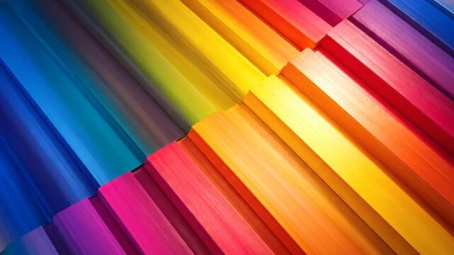 Vibrant and colorful wooden planks arranged diagonally, creating a visually striking and textured background.