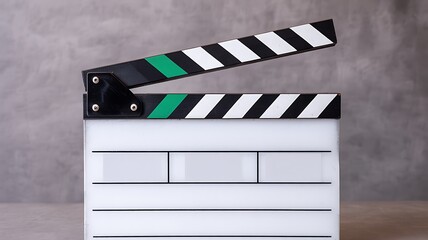 Obraz premium Film Clapperboard Closeup Movie Production Slate Studio Background Photo