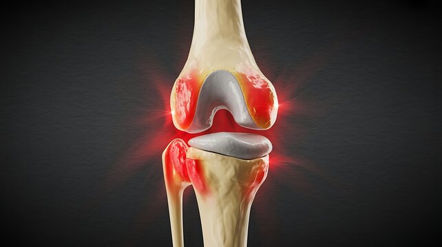 Human Knee Anatomy Diagram Cartilage Damage Red Swelling Healthcare Graphic Illustration