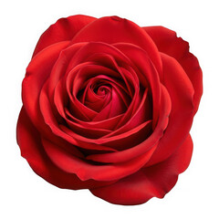 Vibrant red rose isolated on transparent background