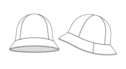Fototapeta premium Two simple hat designs illustrated from different viewpoints on a clean background