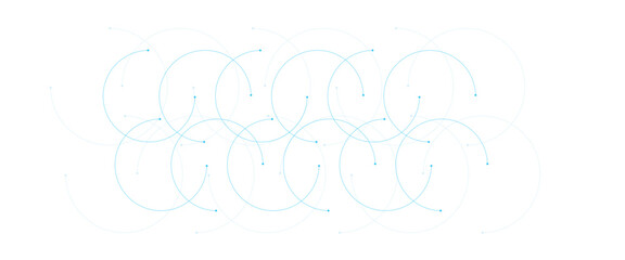 Vector graphic design element with with overlapping circles, dots and dashed circles science and connection concept © Fou'adi