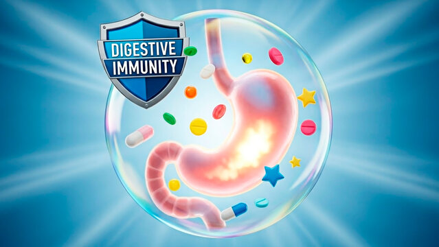 A vibrant of digestive immunity concept