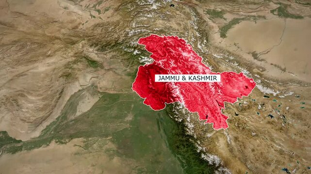 3D Satellite Map Zoom In to Jammu and Kashmir India