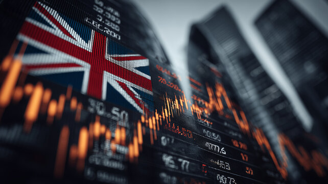 UK stock market scene showing strong upward movement in financial data