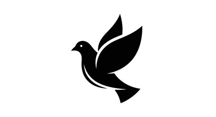 Obraz premium Black silhouette of a flying dove.