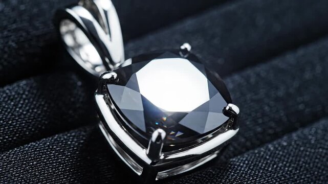 Black Spinel Gemstone Pendant with Silver Setting