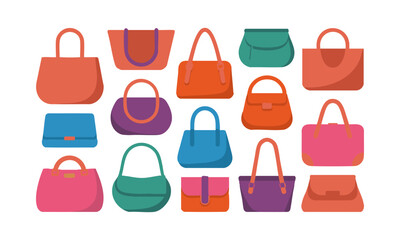 modern handbag flat vector illustration set, easily editable. 
