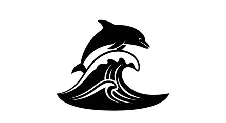 Black dolphin jumping out wave. © syarifah
