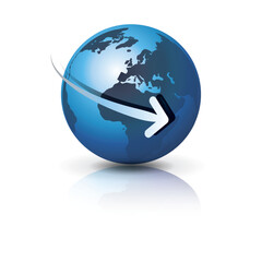 Earth Globe Design - Global Business, Modern Technology, Globalization Concept Clip-Art. Design Template Isolated on White Includes Copyspace and EPS Vector Format