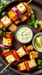 Grilled Paneer Colorful Vegetables Colorful Vegetables