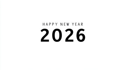 Happy New Year 2026 Typographic Design on White Background
