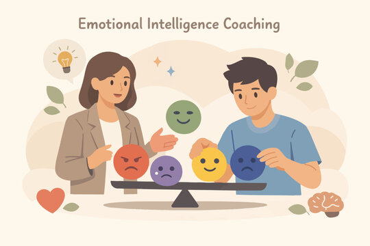 Emotional intelligence coaching balancing feelings for mental health wellbeing