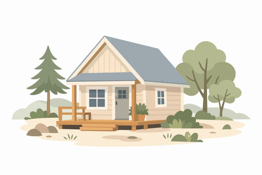 Tiny house in nature offering secluded retreat and sustainable living concept