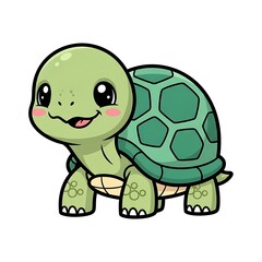 Obraz premium Adorable Cartoon Green Turtle Character Illustration.