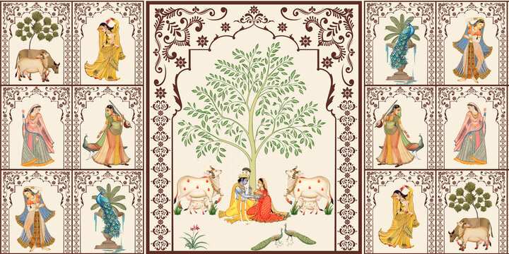 PICHWAI RADHA KRISHNA BRINDABAN THEME DESIGN