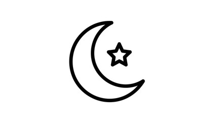 Crescent Moon and Star Icon.