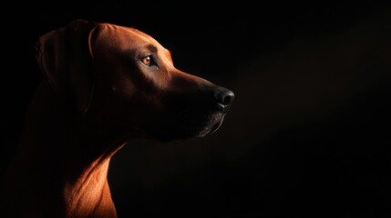 Majestic Profile of a Rhodesian Ridgeback Dog in Cinematic Low Key Lighting