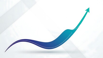 Blue gradient wavy arrow pointing up representing financial growth and business success
