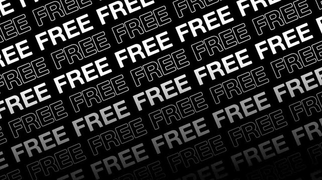 free text word lettering animation opening video motion text, kinetic typography Repeating Line and Scrolling background seamless loop intro outro discount marketing white type on black backdrop bg