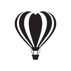 Obraz premium Romantic Heart Shaped Hot Air Balloon Silhouette for Valentine Day Travel and Wedding Adventure Designs