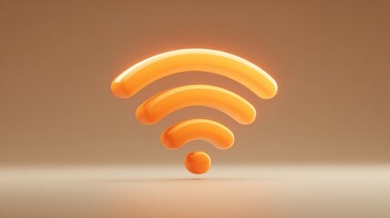 3D Wi-Fi icon glowing in vibrant orange on a minimalist background