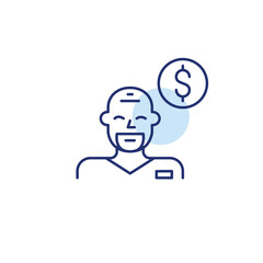 Fototapeta premium Doctor and dollar. Medical service cost, healthcare payment, consultation expense. Pixel perfect, editable stroke vector icon