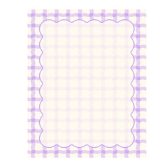 ギンガムチェク背景と雲型フレーム　パープル縦長