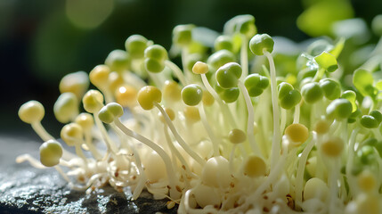 Sprouts growing from seed closeup
