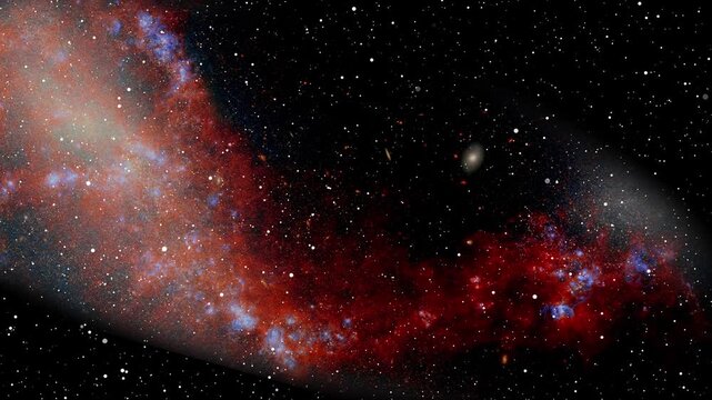 Amazing Journey Through Space And Millions Of Stars Created In A Red Nebula In The Deep Space Universe