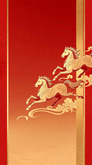 Exquisite paper carving of the Year of the Horse running New Year red poster