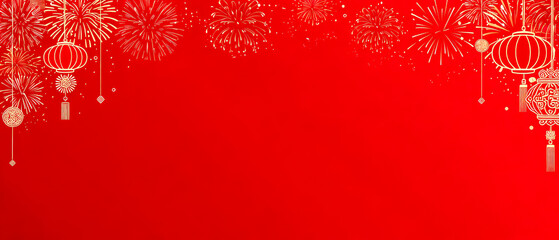 Chinese traditional new year festival lanterns fireworks celebration decoration background