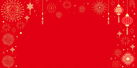 Chinese traditional new year festival lanterns fireworks celebration decoration background