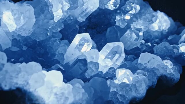 Celestite Crystals Glowing With Pale Blue Light