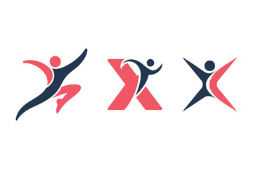 Obraz premium Two stylized figures in red and blue forming an X shape