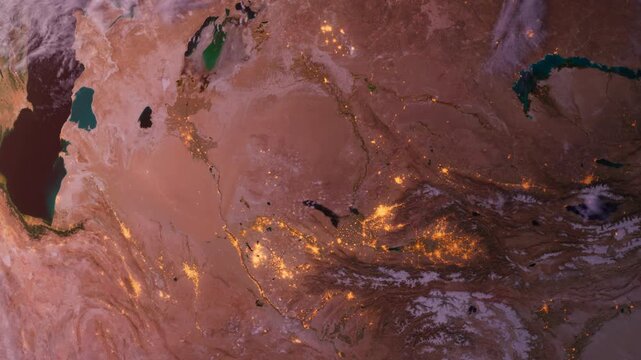 Central Asia at Sunset. Planet Earth from Space. Planet Earth. Globe