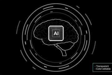 AI Processor Chip with Digital Futuristic HUD Interface
