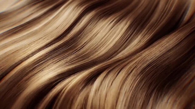 Luxurious 3d animation 3d video showcasing the silky smoothness and shine of healthy hair, perfect for cosmetic and skincare product marketing