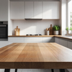 Fototapeta premium Modern Minimalist Kitchen Island with Wooden Top