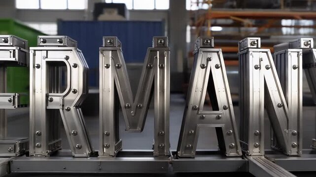 Germany formed by modular industrial metal components inside factory