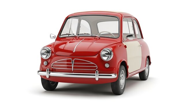 Red and white vintage zastava 750 car suitable for automotive, vintage, retro, and transportationrelated designs or projects.