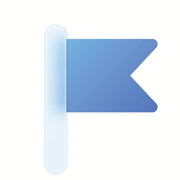 A blue flag icon with a white pole on a plain white background