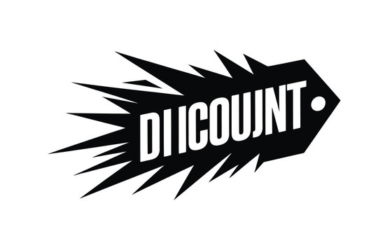 Bold discount sign with sharp burst shape promotional graphic design