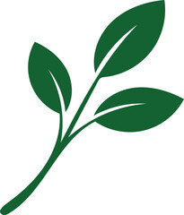 Fototapeta premium Green Leaf Silhouette Icon – Natural Eco Symbol Vector IllustrationWeb