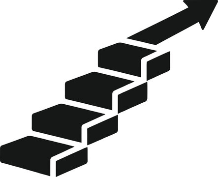 WeGrowth Stairs Arrow Silhouette &ndash; Success and Progress Vector Iconb